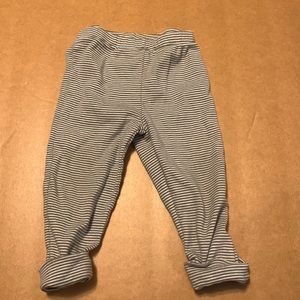 Gray & white striped pants with pink heart on back